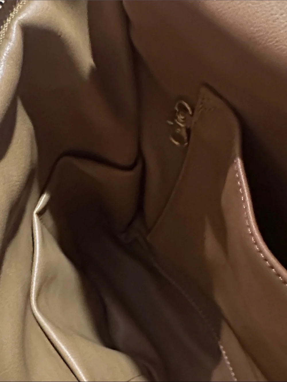 Fawn Design Tan Leatherette women's Sling Backpack